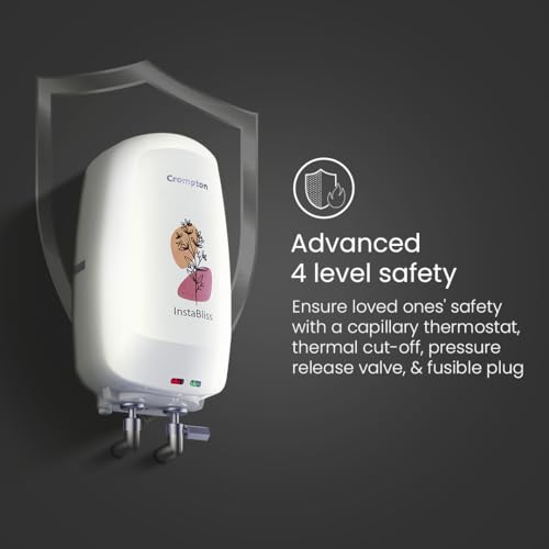 Image of Crompton InstaBliss|5L|3000-Watts Powerful Heating|Electric Instant Water Heater (Geyser) for home|High Grade SS Tank with Advanced 4 Level Safety|Rust-Proof|White|Wall Mounting