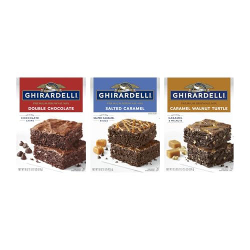 Image of Ghirardelli Brownie Mix Variety Pack, 3 Flavors - Chocolate Caramel Turtle (18.5 oz), Salted Caramel (16 oz) & Double Chocolate (18 oz) (Variety Pack)