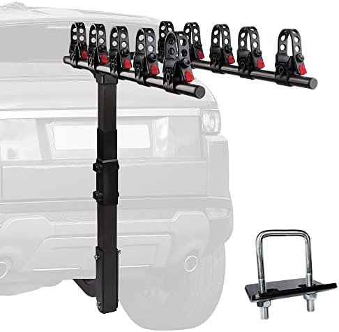 JUVENED Deluxe 5 Bike Carrier Racks Hitch Mount 175LBS Capacity Steel Frame with Foldable Arms and Tilt-Away Modes Rack for Car Truck and SUV with 2″ Hitch Receiver(5-Bikes)