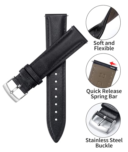 Image of BINLUN Leather Watch Bands Quick Release Premium Calfskin Replacement Watch Strap Multicolors Watchbands for Men Women 12mm 14mm 16mm 18mm 19mm 20mm 21mm 22mm