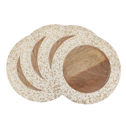 4 Platos Decorativos Redondos de Madera Mango 13" miniatura 3