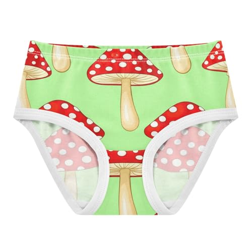 Red Mushrooms Cream Green Cute Panties Girl Toddler Underwear Floral Cotton Bright Kids Briefs Undies 2t