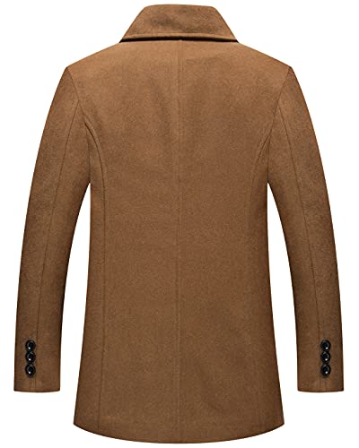 image for chouyatou Men's Classic Notched Collar Double Breasted Wool Blend Pea 