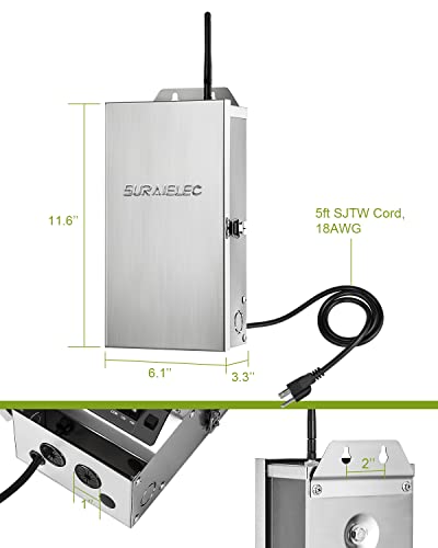 Suraielec 300W Wi-Fi Landscape Lighting Transformer, 120V To 12V 15V Ac Output, Smart Low Voltage Landscape Transformer For Indoor Outdoor Use, Work With Alexa And Google Assistant, Stainless Steel #TOP6
