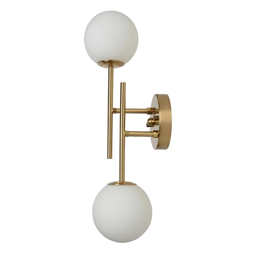 HPTHLY Metal Pole Wall Sconce With White Glass Ball Shade, Up And Down Lighting Wall Lamp, G9 Bedside Wall Light Fixture, Simple Decorative Wall Lamp For Corridor, Be(Gold)