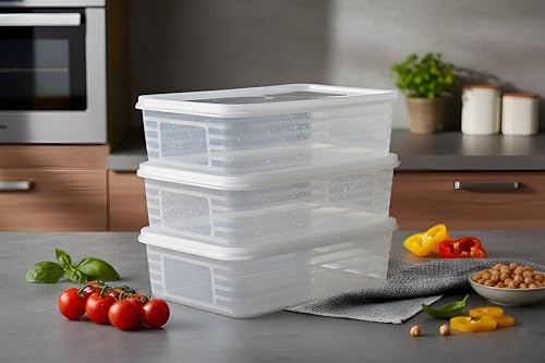 Image of HomeWiz Fridge Storage Containers 3500ml x3 | Air Tight Storage Container Set | Fridge Organiser Storage Boxes |Food Grade BPA-Free Plastic Containers |Stackable, Transparent, for Fruits & Vegetables