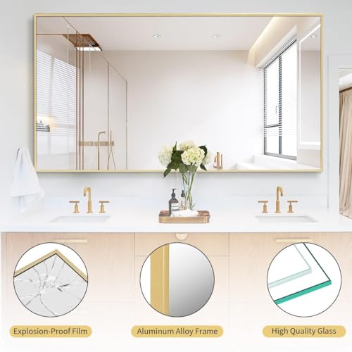 Koonmi 78"x35" Floor Mirror Full Length, Bedroom Floor Body Mirror with Stand, Large Gold Mirror, Leaning, Standing or Hanging Horizontally/Vertically (Gold)