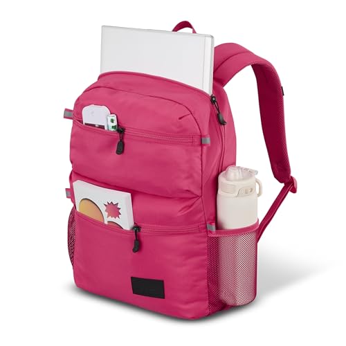 Image of High Sierra Everclass Backpack - Travel or Work Laptop Bookbag with 360 Reflectivity, Dual Water Bottle Pockets & Fits Laptops Up To 15.6 inch, One Size, ELECTRIC FUCHSIA