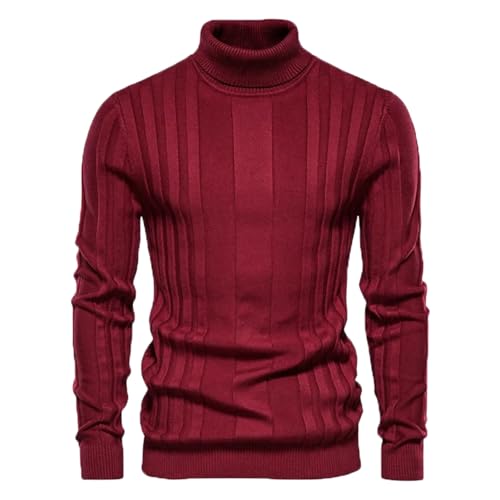 Men's Chunky Turtleneck Sweaters Cable Knitted Casual Slim Fit Fall Winter Warm Pullover Sweater