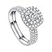 KnBoB Trauringe Silber 925, Damen 2 Ring Set Zirkonia Verlobungsringe Größe 49 (15.6)