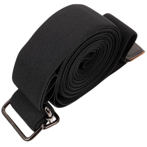 Yoga Stretch Strap Black Polyester for Pilates Posture Alignment Support