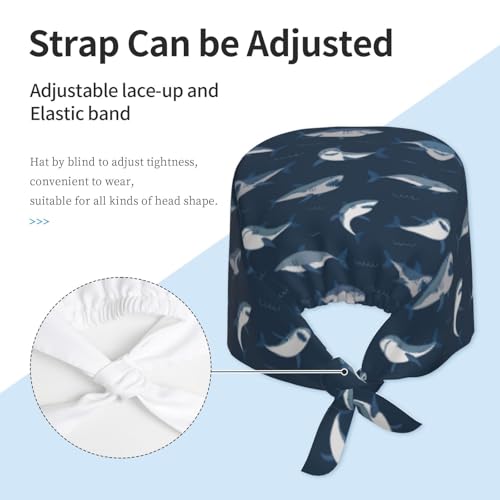 Image of Working Cap Scrub Cap with Sweatband Adjustable Unisex Women Tie Back Hat Nurse Surgical Caps