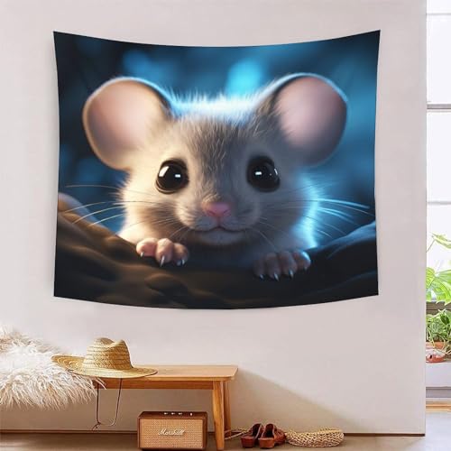 Tapisserie murale rat effet 3D grand format 180x230cm pour décoration salon