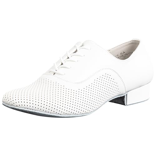 Image of Linodes Breathable Men Latin Dance Shoe Lace Up Leather Sole Waltz Shoe