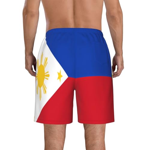 Philippine Flag Men's Beach Pants-Quick-Dry & Comfortable Mens Beach Shorts for Men, Perfect for Surfing and Everyday Wear White3