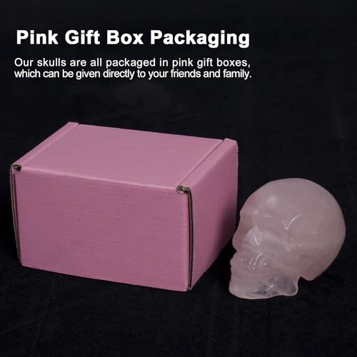Estatua de Calavera de Cuarzo Rosa de 2 pulgadas miniatura 4