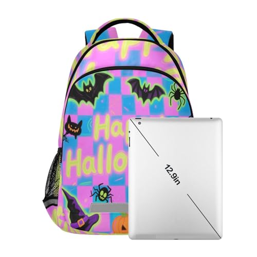 Sac à dos d'Halloween bleu-violet avec sangle de poitrine ajustable - 3