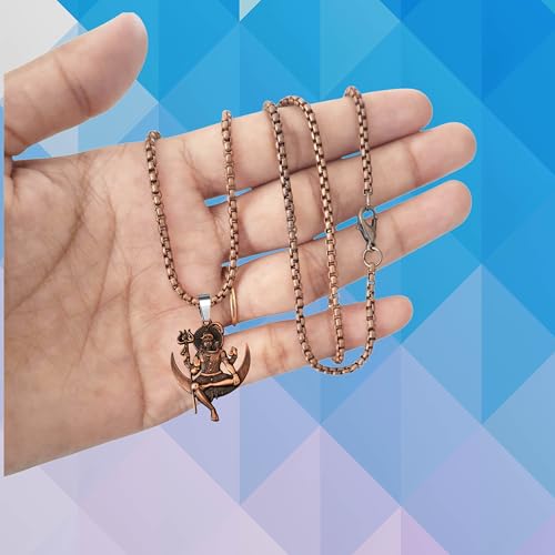 Image of M Men Style Lord Shiva Pendant Necklace Solid Brass Pendant with 22 Inch Stainless Steel Box Chain Unisex