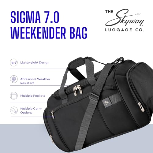 Skyway Luggage Sigma 7.0 Softside Weekender Duffel Bag Durable Carry-On, Lightweight Gear Bag with Shoulder Strap & Pockets, Ideal for Weekend Trips, Men and Women2