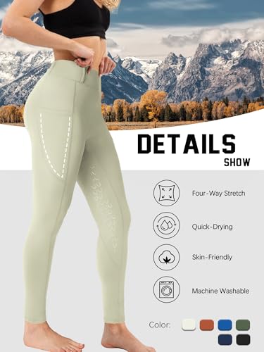 Dmvod Women'S Horse Riding Pants Active Silicon Grip Full Seat Breeches For Women Equestrian Pants Khaki Xs thumb #3
