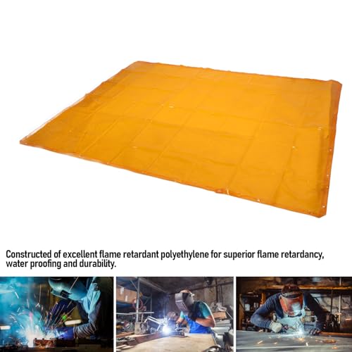 Welding Curtain Screen, 5.71x7.68FT Hanging Welding Curtain Wall, Frameless Flame Retardant Welding Screen, Portable for Workshop Industrial Use, Yellow
