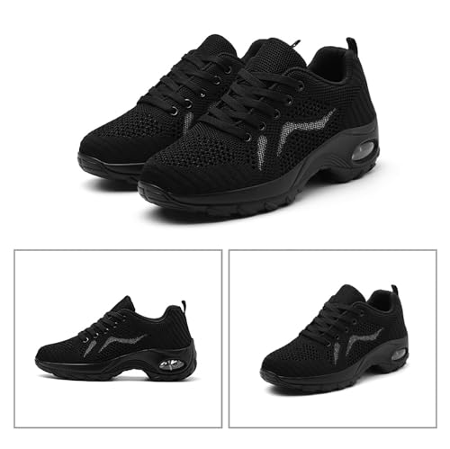 Women's Walking Shoes Arch Support Lace Up Orthopedic Sneakers Air-Cushion Breathable Knitted Mesh Tennis Shoes for Casual Comfort3