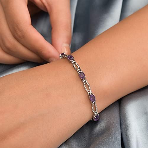 Shop Lc Amethyst Stainless Steel Line Bracelet For Women Size 7.25" Ct 2.54 Birthday Gifts #TOP2