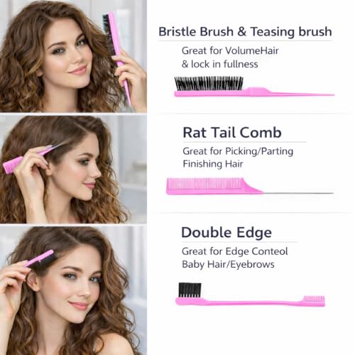 Image of Detangler Brush for Curly Hair, Lightweight Curly Hair Brush with Vented Design for Easy Glide, Effortlessly Detangles Without Pulling or Snagging, Suitable for All Wet and Dry Hair Types (Pink)
