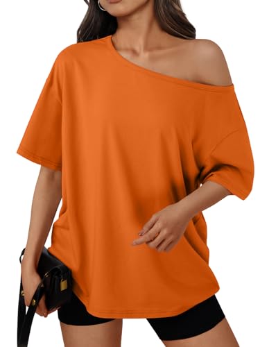 Trendy Queen Womens Off the Shoulder Tops Oversized Summer T-Shirts 2026