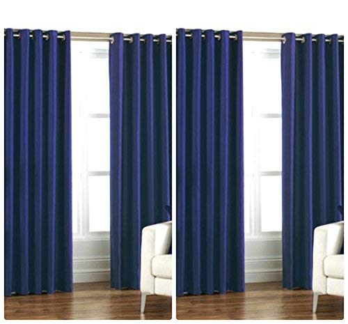 Exporthub Plain 4 Piece Eyelet Polyester Window Curtain Set - 6ft, Navy Blue