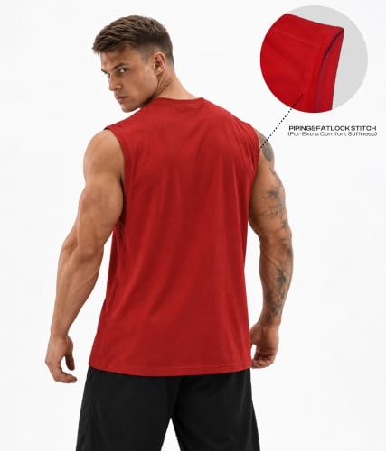 Image of SHODOX Men's 100% Cotton Tank Top | Round Neck Sleeveless Gym Vest | Loose Fit Casual Sportswear T-Shirt | Breathable & Lightweight Fitness Wear for Workout & Active Wear