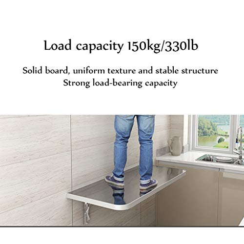 Folding Wall Mounted Drop-Leaf Table Wall Desk Fold Down Dining Table Stainless Steel Computer Workstation Desk #TOP4