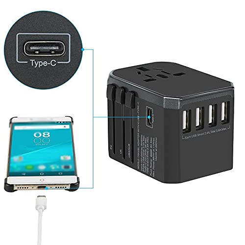 Adaptador de corriente universal mundial PD 18W Adaptador de viaje universal internacional 4 puertos USB cargador pared enchufes eléctricos enchufes convertidores UE US UK UAU Enchufe Enchufe de viaje