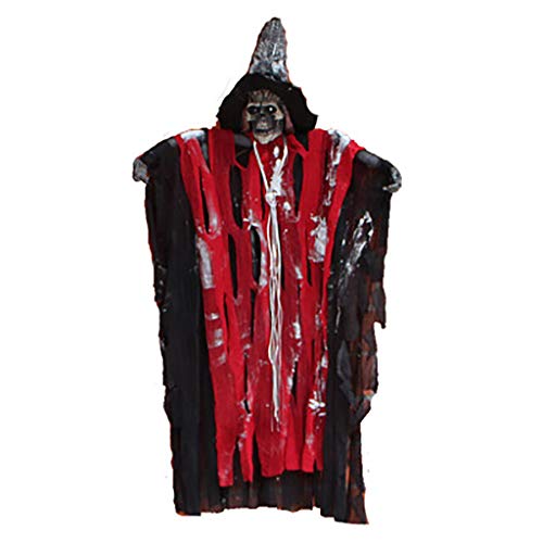 CMrtew Halloween Decorations, 24.55 Inch Halloween Ghost Hanging, Ghost Lights with Sound-Controlled Lighting, with Special Sound Effects, Scary Creepy Indoor/Outdoor Decor (Red)
