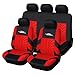 AUTOYOUTH Car Seat Covers Universal Fit Full Set Car Seat Protectors Tire Tracks Car Seat Accessories - 9PCS, Black/Red