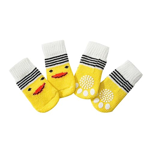 PERSELOSO 4個ペット用滑り止めソックス 素材 快適で脱げにくい 犬と仔犬の足保護 室内用 爪引っかき防止 足裏すべり止め
