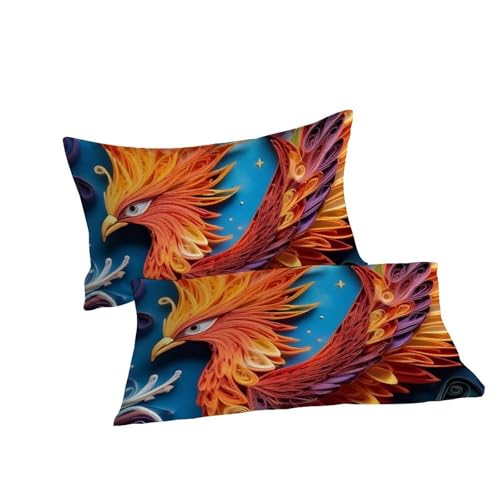 Housse de couette double 200x200 microfibre imprimé phénix - 7