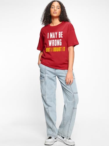 Image of Bewakoof Women's Typography Oversized Fit T-Shirt