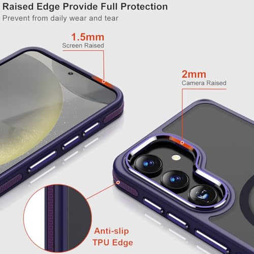 Image of MALEWOLF Magnetic for Samsung Galaxy S25 Case, Translucent Matte Texture S25 Cover [Compatible with Mag Accessories] [S Pen Friendly], Anti-Slip Drop Protection Galaxy S25 Phone Case (Dark Purple)