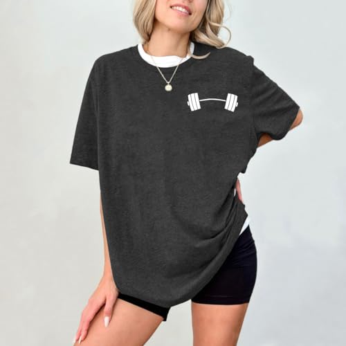 Funny Workout Shirts Women Oversized Gym Weightlifting Graphic Tshirt Everything Hurts and I'm Hungry Tee Tops2