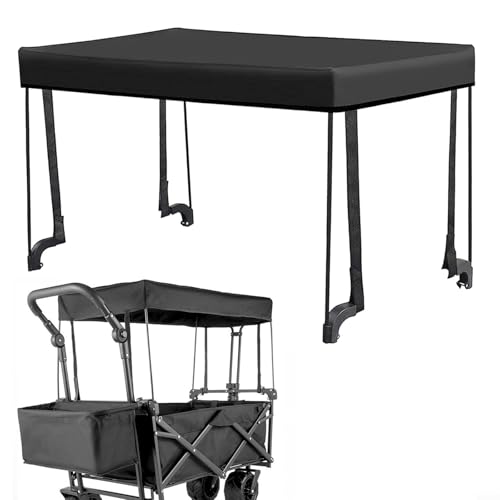 Removable Wagon Canopy Sun Shade Cover for Garden Cart Trolley - 600D Oxford Water Resistant Outdoor Camping Awning Attachment for Folding Cart Black