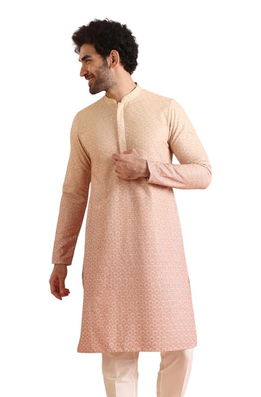 Kurta homme beige tenue de mariage et fete vetement traditionnel en coton