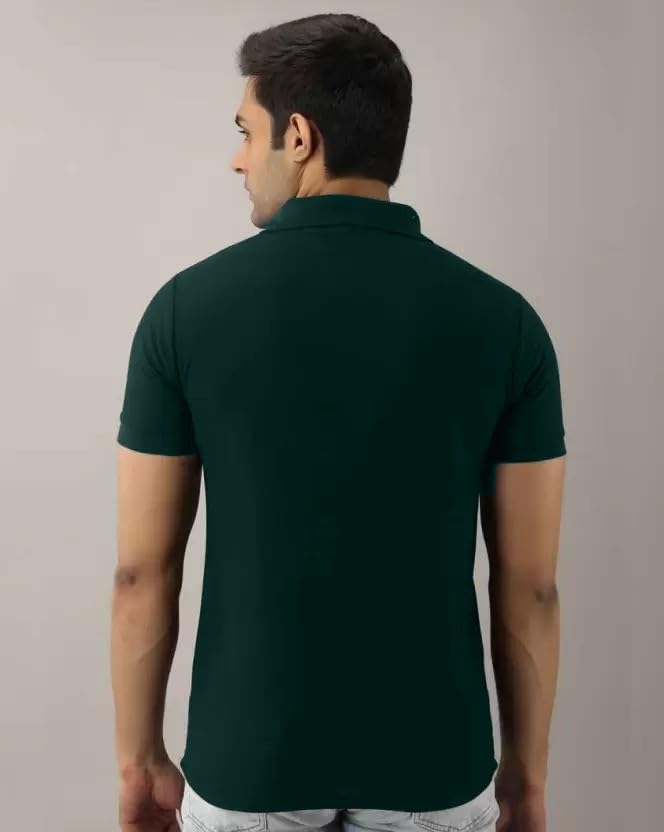 Image of INKKR Men's Polo Neck Half Sleeve Solid T-Shirts