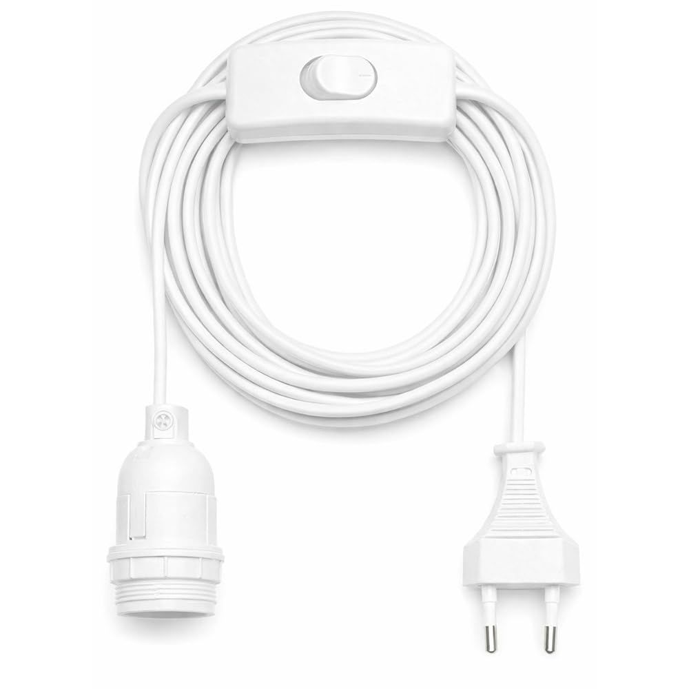 NCC-Lich Lampenfassung E27 mit Außengewinde max. 25W Weiß 3,5m Kabel mit Stecker & Schalter