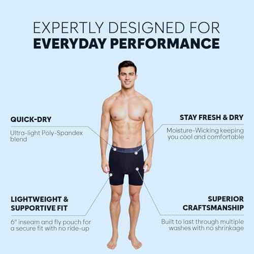 Sperry 4-Pack Everyday Men’s Performance Boxer Briefs – Quick-Dry, Breathable, Comfortable Polyester Boxer Briefs for Men4