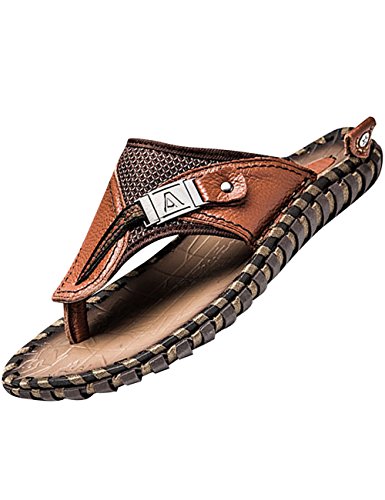 Sandales de plage homme confortables anti-irritation en cuir souple