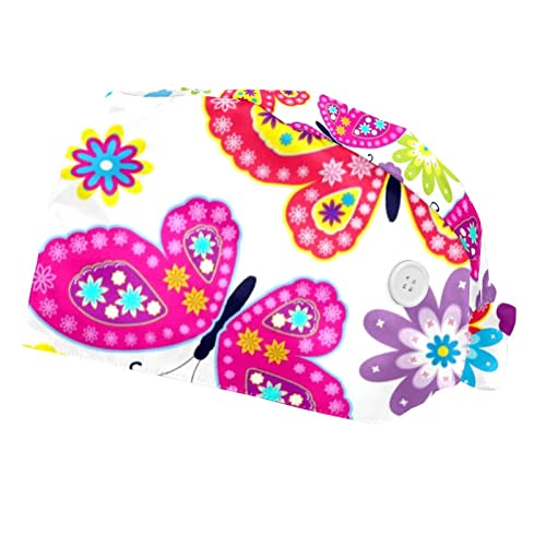 Couvre-chef de travail respirant design papillon fleur pack de 2