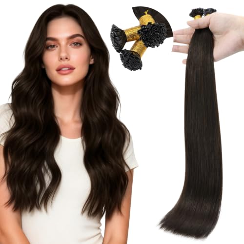 Full Shine Mini KTip Human Hair Extensions Dark Brown, 22 in 50g 100s