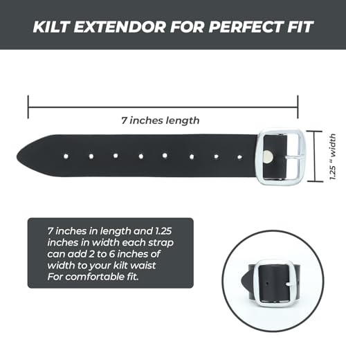 Mens Kilt Genuine Leather Belt Extender,7 inch Length 1.25 inch Wide(Set of 3),Kilt for Men Extension,Men’s Kilts Straps3