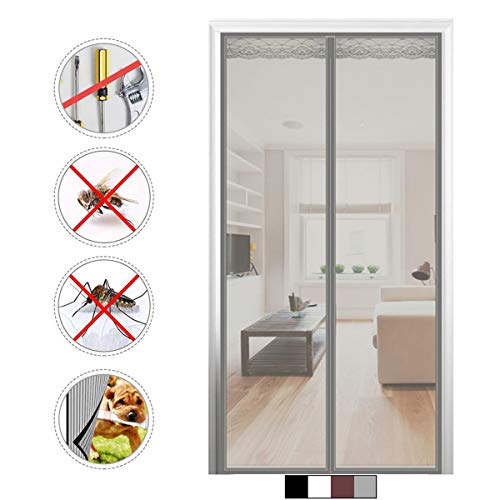 Moustiquaire AimantéE Porte Fenetre, 150x210cm(59x83inch) Moustiquaire Porte AimantéE Rideau Anti Mouche Rideau Anti Mouche pour Enfants et Animaux de Compagnie, Gris Cover